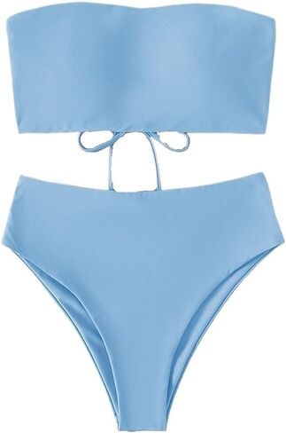 Women's Bikini Set Backless Tie Light Blue Side High Cut 2-Piece Bikini Swimsuit in Kuwait