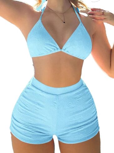Women's Bikini Set Summer Beach Drawstring Side Bikini in Kuwait