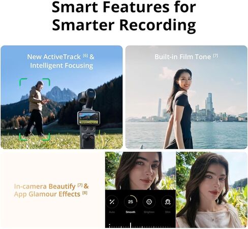 DJI Osmo Pocket 4 Essential Combo, Pocket Gimbal Vlog Camera, 1″ CMOS & 4K/240fps, 3‑Axis Stabilization, 2× Lossless Zoom, 14‑Stop Dynamic Range, 107GB Built‑in Storage, Handle with 1/4″ Thread in Kuwait
