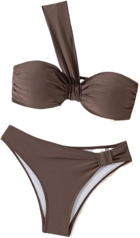 Women's Bikini Set Women's Solid Color Ruched Bikini Set Summer in Kuwait