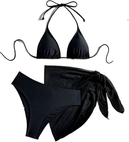 Women's Bikini Set Women's Solid Color Neck Bikini Set in Kuwait