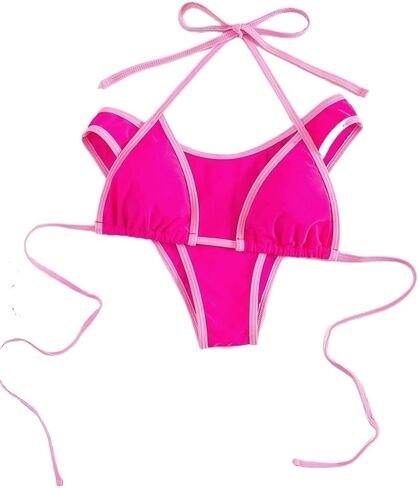 Women's Bikini Set Soft Tie Neck Sexy Bikini, Swimsuit for Summer Beach in Kuwait