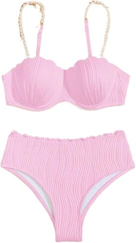 Women's Bikini Set Women's Solid Color Bikini Set with Faux Summer Beach in Kuwait