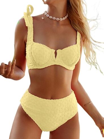 Women's Bikini Set Women's Solid Shoulder Knot Sexy Bikini Set in Kuwait