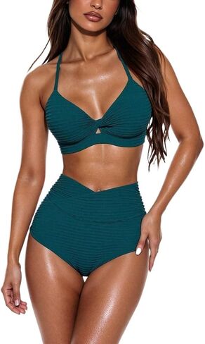 Women's Bikini Set Summer Beach Solid Color Bust Sexy Bikini Set in Kuwait