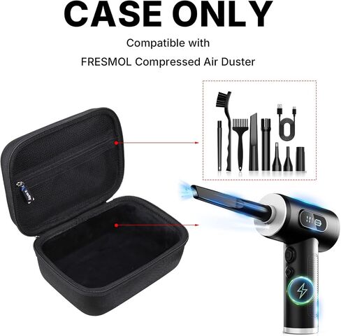 Case for FRESMOL Compressed Air Duster-3 Gear Adjustable 100000RPM, Travel Portable Hard Storage Bag(Case Only) (Black) in Kuwait