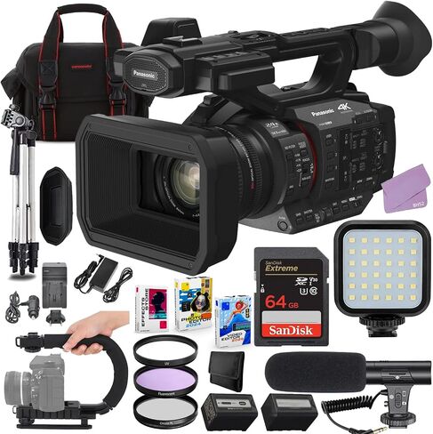 Panasonic HC-X2 4K Camcorder Bundle + Accessory Package Including 64GB Extreme Memory, LED Video Light, Microphone, U-Grip, Filters, Software & More (27 Items) in Kuwait