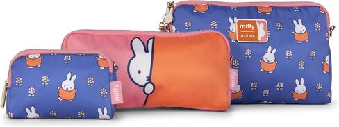 JuJuBe Miffy Flower Fields 3-Piece Makeup Bag Organizer Set, 3 Sizes (S/M/L) Nesting Travel Cosmetic & Toiletry Pouches, Zip Storage Wristlet Strap + Crossbody Strap, Diaper Bag & Carry-On Organizer in Kuwait