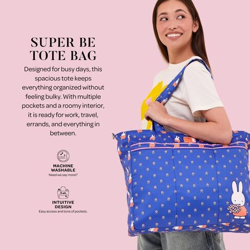 JuJuBe Miffy Flower Fields Large Laptop Tote Bag for Women, Lightweight Work Shoulder Bag with 8 Pockets for Office, Travel, School & Daily Essentials in Kuwait