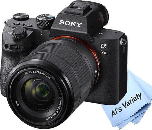 Sony a7 III Mirrorless Camera with FE 28-70mm Lens, 24.2MP Full-Frame 4K, Bundle with 64GB SD Card, Dual Wireless Microphones, Tripod, LED Light & Accessories (Renewed) in Kuwait