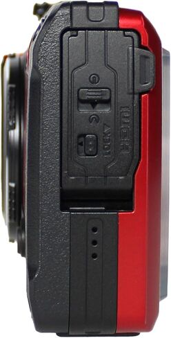 OM SYSTEM Tough TG-7 Digital Camera (Red) (V110030RU000) Bundle Including: 2X 128 GB Memory Card, Rechargeable Battery, Battery Charger, HDMI Cable, Card Reader, Hand Strap, Cap Keeper, Cleaning Kit in Kuwait