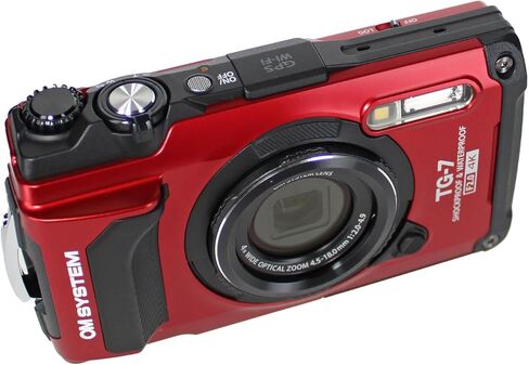 OM SYSTEM Tough TG-7 Digital Camera (Red) (V110030RU000) Bundle Including: 2X 128 GB Memory Card, Rechargeable Battery, Battery Charger, HDMI Cable, Card Reader, Hand Strap, Cap Keeper, Cleaning Kit in Kuwait