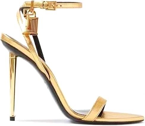 Fashion Pointed Toe Strap Stiletto High Heels Open Toe Large Size Women's Metal Lock Summer Sandals in Kuwait