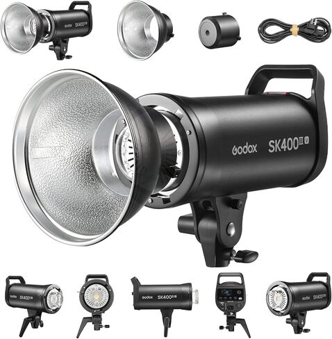 GODOX SK400IIIV (2026 Upgrade) Studio Strobe Light 400Ws GN65, 0.1-1.5s Recycle Time, Bowens Mount, LED Modeling Lamp, 2.4G Wireless Flash for Studio Product Photography, Portraits, Wedding Shoots in Kuwait