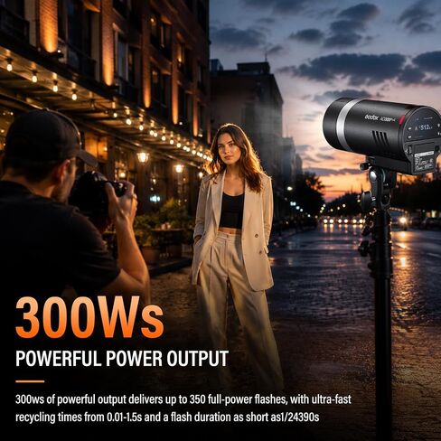 Godox AD300 Pro II 2-Light Outdoor Flash Strobe Kit, Godox 600W 2.4G TTL HSS Portable Monolights with Godox S3 Brackets, Softbox & Light Stands for Wedding, Studio, Portrait Photography in Kuwait