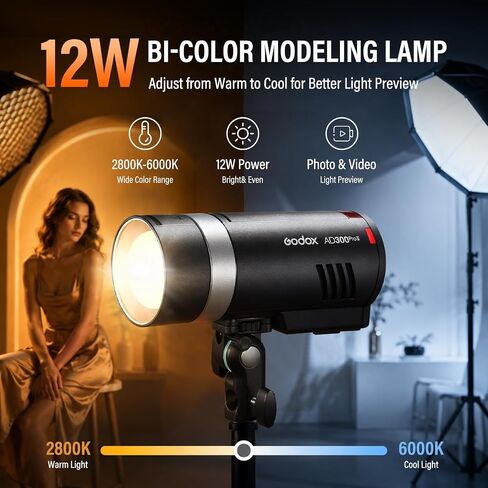 Godox AD300 Pro II 2-Light Outdoor Flash Strobe Kit, Godox 600W 2.4G TTL HSS Portable Monolights with Godox S3 Brackets, Softbox & Light Stands for Wedding, Studio, Portrait Photography in Kuwait