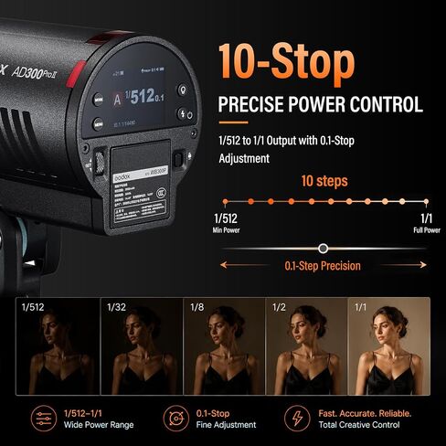Godox AD300 Pro II 2-Light Outdoor Flash Strobe Kit, Godox 600W 2.4G TTL HSS Portable Monolights with Godox S3 Brackets, Softbox & Light Stands for Wedding, Studio, Portrait Photography in Kuwait