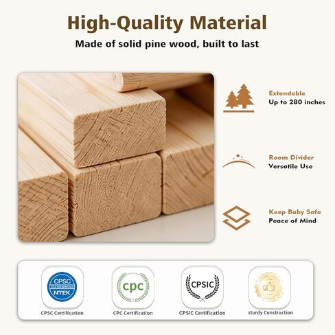 Baby Playpen, 56 * 56 * 24 inches Wooden Play Yard with Gate, Playpen for Babies and Toddlers, Baby Activity Center with Child-Proof Lock, Fence Play Area for Toddlers 6 to 36 Months in Kuwait