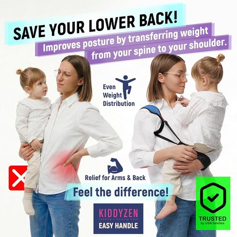 Easy Handle Arm Support Sling for Parents – NOT a Baby Carrier – Carrying Aid for Holding Infant (6+ Months) & Toddler – Ergonomic Shoulder Support, Travel-Friendly in Kuwait