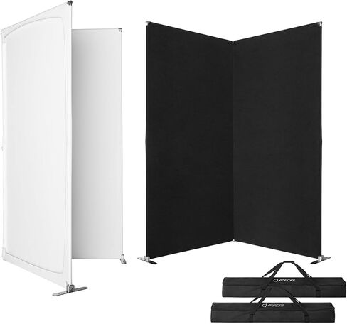 Westcott Portable V-Flat 2-Pack (Includes Two Frames, One White Fabric & One Black Fabric) - for Commercial, Portrait, Fashion Photography and Video Production | Two Portable Frames with White and Black Washable Fabrics, Collapsible Aluminum Frames, Open  in Kuwait
