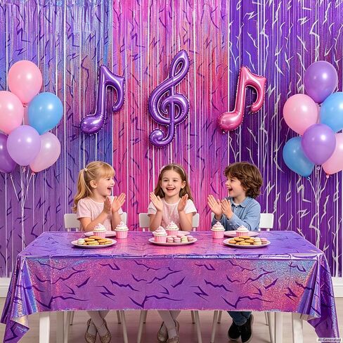 3 Pack Demon Hunters Birthday Foil Fringe Curtains Decor, Pink Purple Demon Energy Pattern Backdrop Sparkling Holographic Laser 6.6ft Streamer-Korean Idol Decor for Party Birthday Baby Shower in Kuwait