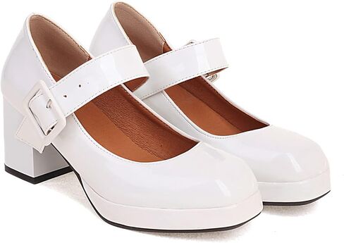 LEHOOR Women Chunky Platform Mary Jane Pumps Square Toe Buckled Ankle Strap 3" Block High Heels Mary Janes Lolita Shoes Goth Punk Heels Closed Toe Sandals Girls Office Work Fashion Trendy 4-15 M US in Kuwait