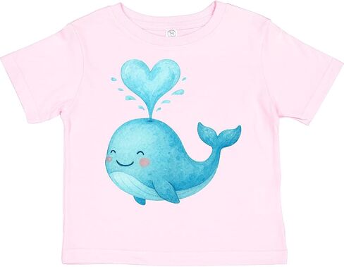 inktastic Cute Smiling Whale with Heart Spray Toddler T-Shirt in Kuwait