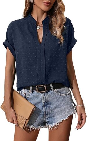 Women's Classic-Fit Shirt Dot Batwing Sleeve Popover Blouse in Kuwait