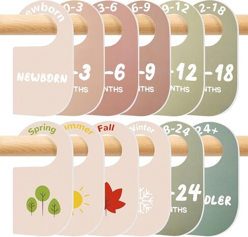 12 Pack Baby Closet Dividers, Durable Material Baby Clothes Organizer | 8 Months Dividers (Newborn to 24M) + 4 Seasons Dividers(Spring/Summer/Autumn/Winter), Double-Sided Baby Wardrobe Organizer in Kuwait