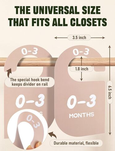 12 Pack Baby Closet Dividers, Durable Material Baby Clothes Organizer | 8 Months Dividers (Newborn to 24M) + 4 Seasons Dividers(Spring/Summer/Autumn/Winter), Double-Sided Baby Wardrobe Organizer in Kuwait