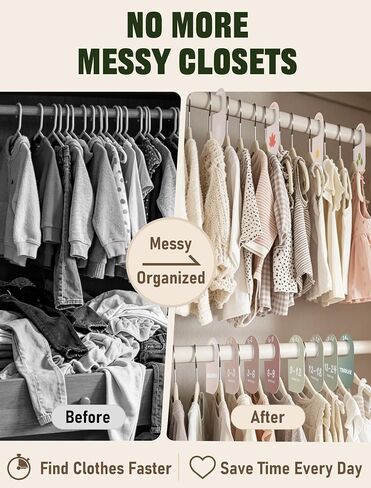 12 Pack Baby Closet Dividers, Durable Material Baby Clothes Organizer | 8 Months Dividers (Newborn to 24M) + 4 Seasons Dividers(Spring/Summer/Autumn/Winter), Double-Sided Baby Wardrobe Organizer in Kuwait