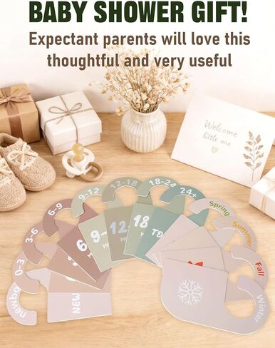 12 Pack Baby Closet Dividers, Durable Material Baby Clothes Organizer | 8 Months Dividers (Newborn to 24M) + 4 Seasons Dividers(Spring/Summer/Autumn/Winter), Double-Sided Baby Wardrobe Organizer in Kuwait