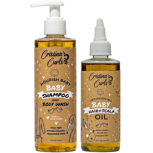 Cristina's Curls Nourishing Baby Wash Day Hair Bundle – Gentle Shampoo + Lightweight Scalp Oil in Kuwait