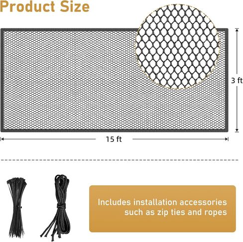 Banister Guard 15ft x 3ft Stair Railing Safety Net Balcony Netting Mesh | Banister Guards for Baby, Kids, Pets, Rail Guards for Stairs, Black in Kuwait