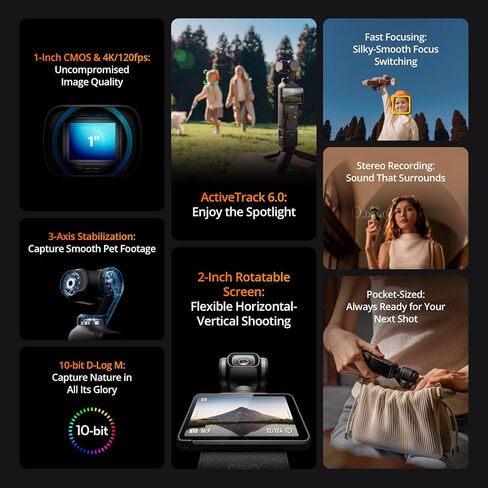 DJI Osmo Pocket 3, Vlogging Cameras with 1'' CMOS & 4K/120fps Vlog Camera, 3-Axis Stabilization, Fast Focusing, Face/Object Tracking, Digital Vlogging Camera for YouTube (Renewed) in Saudi Arabia