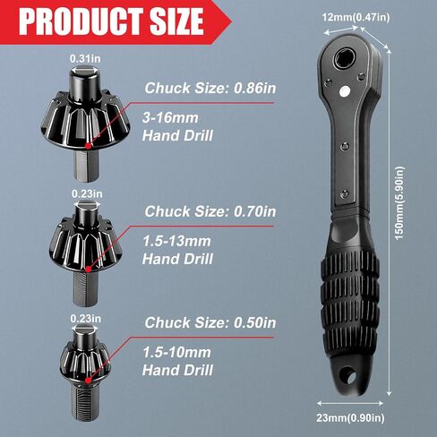 Ratchet Drill Chuck Key Wrench,2 in 1 Drill chuck key Ratchet Spanner,Universal drill ratchet Wrench Chuck key Replacement Tool for Most Electric drills and Power Tools in Kuwait