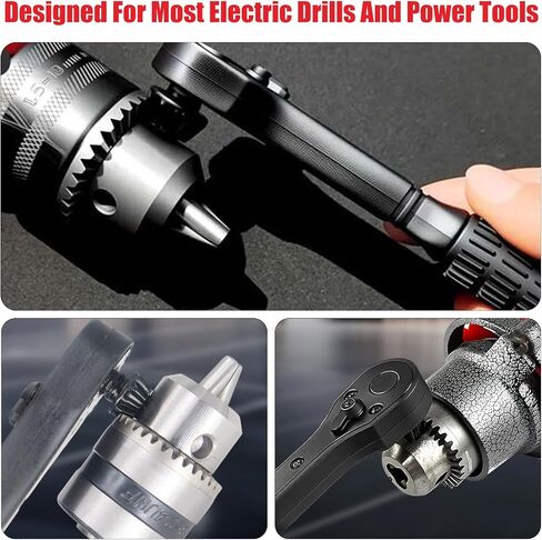 Ratchet Drill Chuck Key Wrench,2 in 1 Drill chuck key Ratchet Spanner,Universal drill ratchet Wrench Chuck key Replacement Tool for Most Electric drills and Power Tools in Kuwait