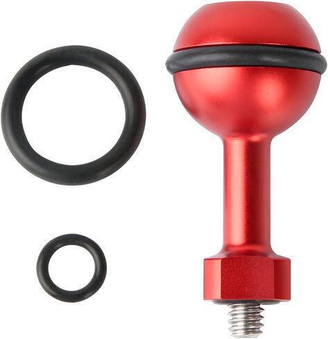 1-Inch Ball Joint Connector with 1/4-20 Screw, Universal Diving Light Mount, Red Aluminum in Kuwait