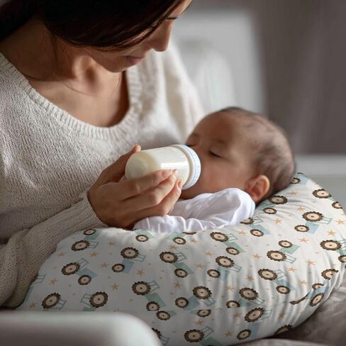 Pastel Truck Tractor Nursing Pillow Covers Blue Green Farm Tractors Stars Nursing Cover for Breastfeeding Farm Life Soft Comfortable Slipcover for Baby Girls Boys Newborn in Kuwait