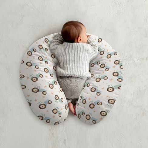 Pastel Truck Tractor Nursing Pillow Covers Blue Green Farm Tractors Stars Nursing Cover for Breastfeeding Farm Life Soft Comfortable Slipcover for Baby Girls Boys Newborn in Kuwait