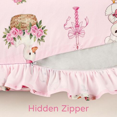 Ruffled Nursing Pillow Cover, Breastfeeding Pillow Cover for Baby Girls, Stretchy Nursing Pillowcase for Infant Newborn, Removable Slipcover for Nursing Pillows, Pink Goose(Only Cover) in Kuwait