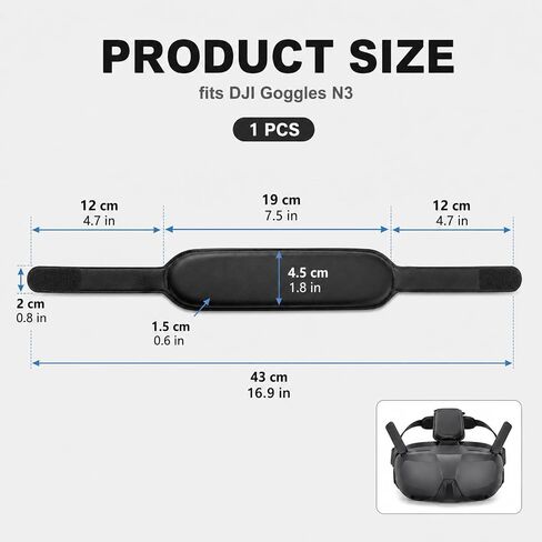 Headband Fit for DJI Goggles N3,Easy to Wear,Comfortable Pu Leathe Head Brace Belt Decompression,Decompression Headwear in Kuwait