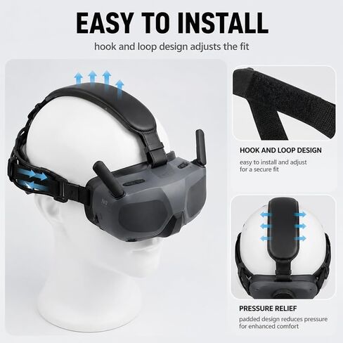 Headband Fit for DJI Goggles N3,Easy to Wear,Comfortable Pu Leathe Head Brace Belt Decompression,Decompression Headwear in Kuwait