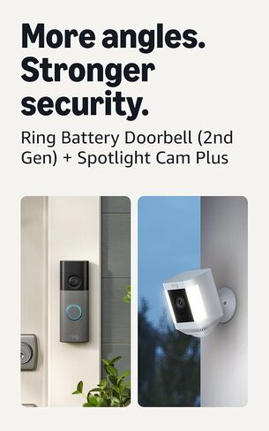 Ring Battery Doorbell (newest model), Speckled Gray with Ring Spotlight Cam Plus, Battery, White in Kuwait