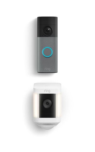 Ring Battery Doorbell (newest model), Speckled Gray with Ring Spotlight Cam Plus, Battery, White in Kuwait