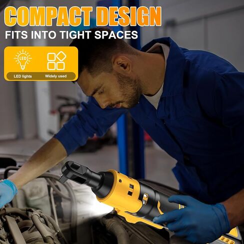 3/8" Electric Cordless Ratchet Right Angle Wrench Impact Power Tool Compatible with 20V DeWalt Battery with 7 Sockets, 3" Extension Bar, 1/4" Adapter(No Battery included) in Kuwait