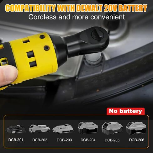 3/8" Electric Cordless Ratchet Right Angle Wrench Impact Power Tool Compatible with 20V DeWalt Battery with 7 Sockets, 3" Extension Bar, 1/4" Adapter(No Battery included) in Kuwait