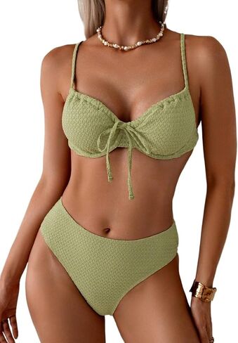 Women's Bikini Set Summer Beach Solid Color Front Tie Sexy Bikini Set in Kuwait