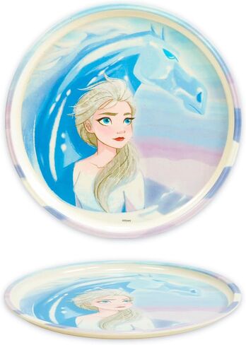 Disney Princess Kids Dinnerware Set - Durable Dishes for Girl Bundle 2 Pack | Dishwasher-Safe with 2 Dinner Plates with Elsa and Disney Princesses Plus Stickers | Disney Frozen Dining Set for Kids in Kuwait