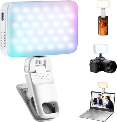 Viltrox Z05 RGB Video Light Portable LED Selfie Light with Clip for Phone Camera Laptop Tripod, 2000mAh USB-C CRI＞97 2800-6800K App Control Dimmable for Photography TikTok YouTube Vlog Live Streaming in Kuwait